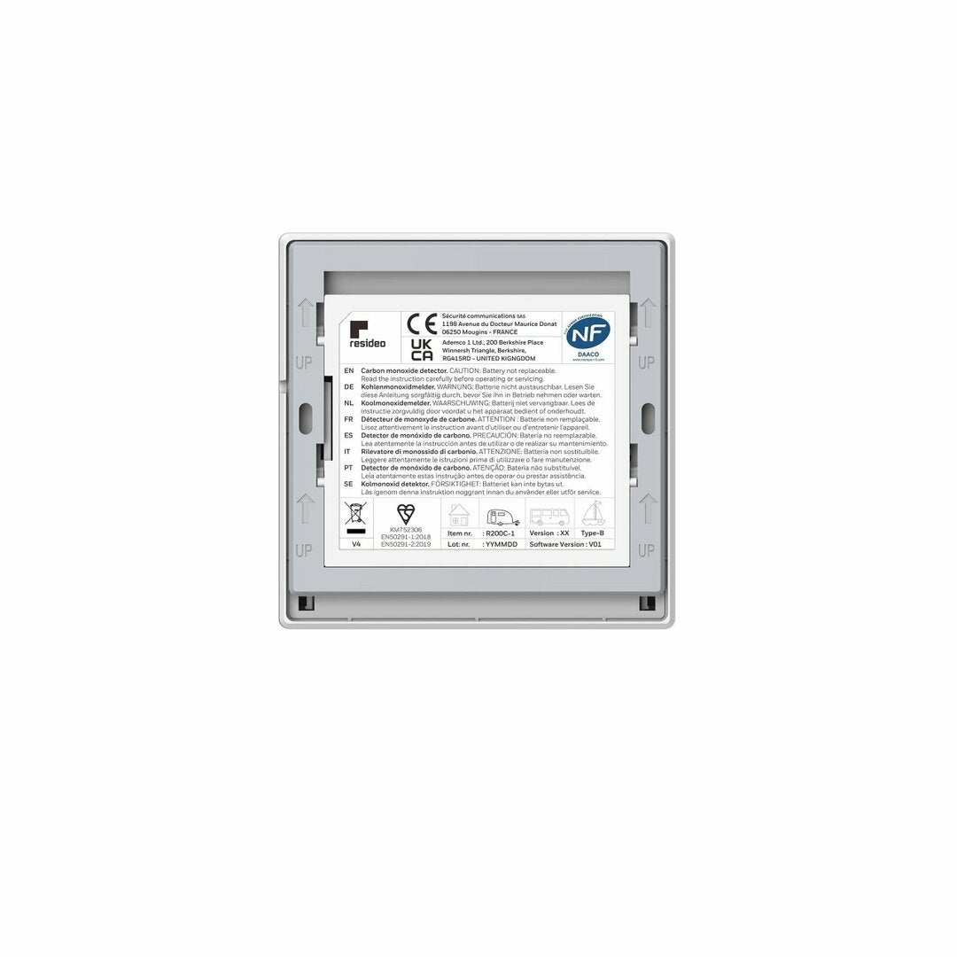 Honeywell Home CO-melder R200C-1 achterkant | CVketel.nl 