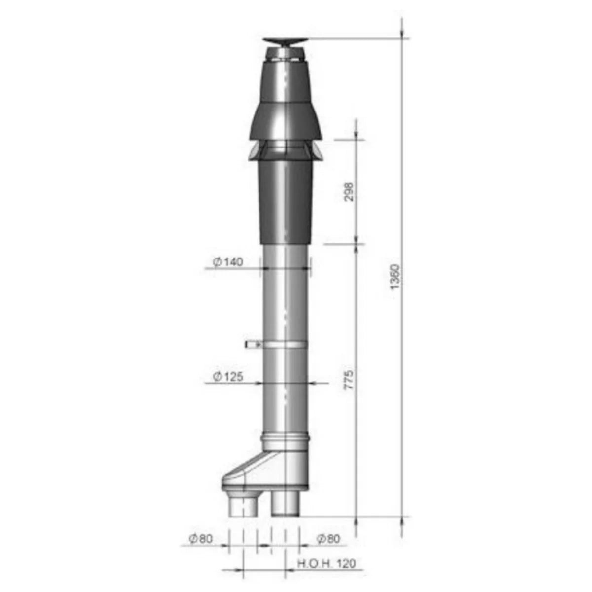 Burgerhout Skyline 3000 HR dakdoorvoer 2x80 mm + Safe-PP rookgaspijp  400452782